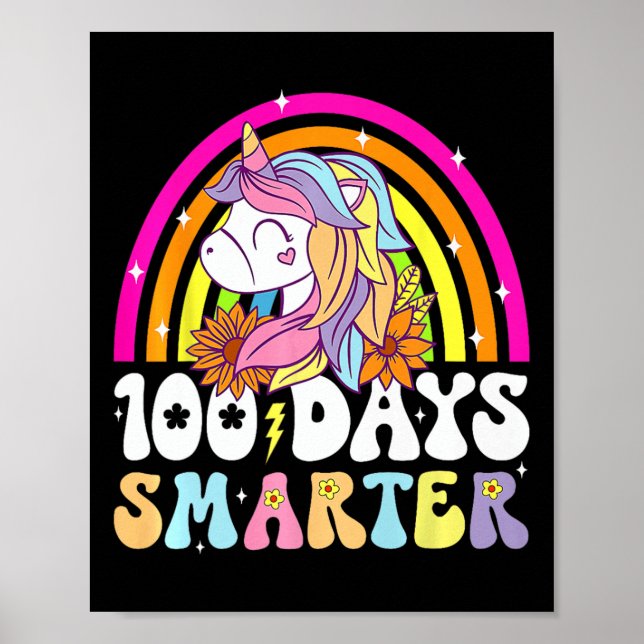 Póster 100 días más inteligentes, niños unicornios arcoir (Frente)