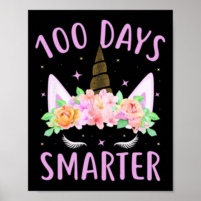 Póster 100 días más inteligentes niños unicornios disfrac (Frente)