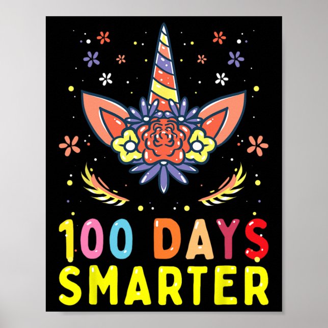 Póster 100 días más inteligentes para la escuela de unico (Frente)