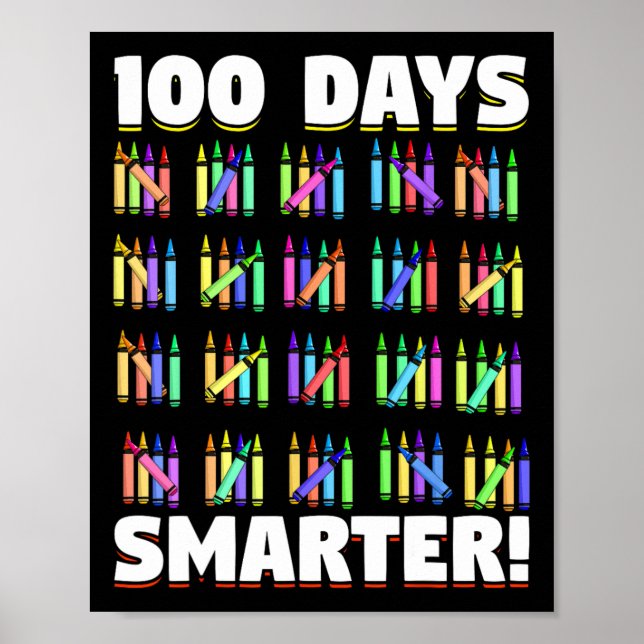 Póster 100 Días Más Inteligentes Regalo Estudiantil Crayo (Frente)
