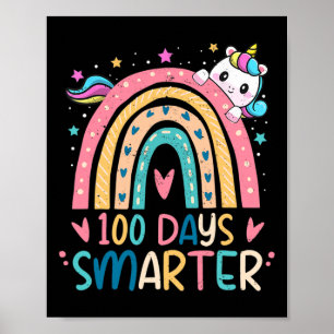 Póster 100 días niños Chicas más inteligentes Unicorn 100