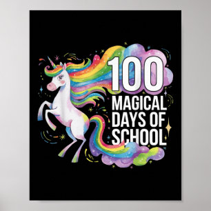 Póster 100 días niños Chicas más inteligentes Unicorn 100