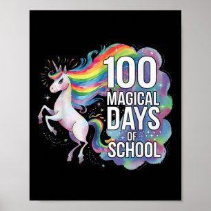 Póster 100 días niños Chicas más inteligentes Unicorn 100