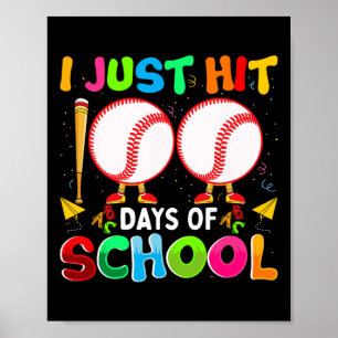 Póster 100 días niños vestuario de béisbol