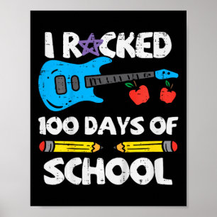 Póster 100 días sacudidos de guitarra escolar 100 días má