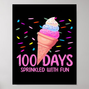 Póster 100 días salpicados con helados divertidos