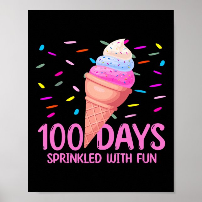 Póster 100 días salpicados con helados divertidos (Frente)