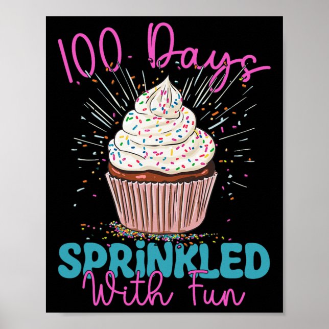 Póster 100 días salpicados con pasteles divertidos niños  (Frente)