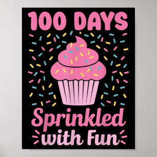 Póster 100 días salpicados con tarta divertida 100 días d