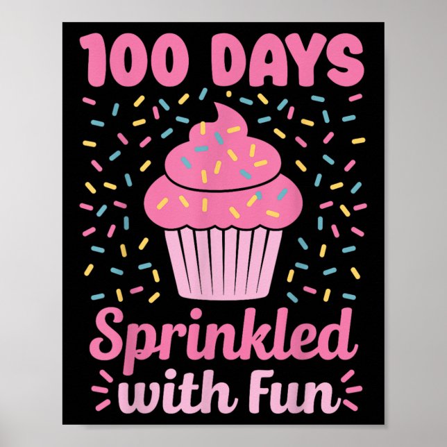 Póster 100 días salpicados con tarta divertida 100 días d (Frente)