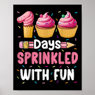 Póster 100 días salpicados con tarta divertida 100 días d