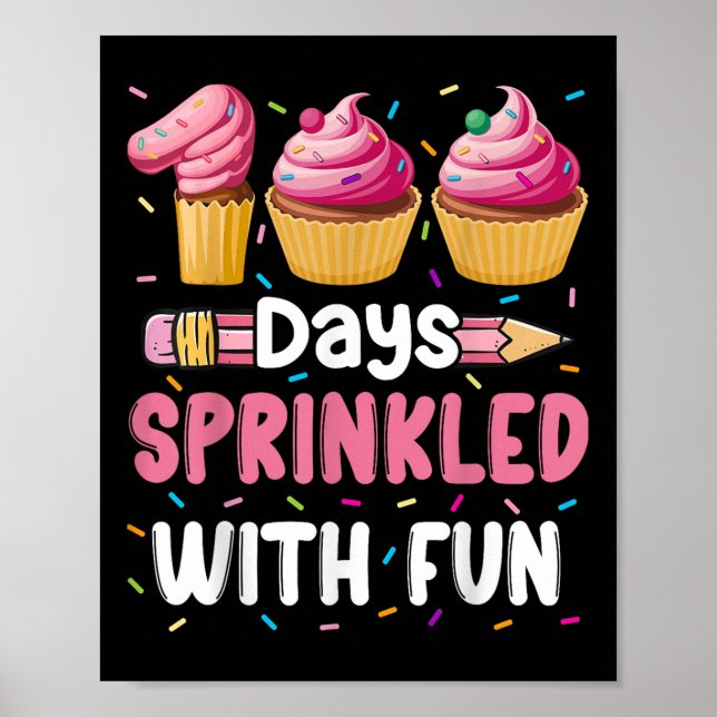 Póster 100 días salpicados con tarta divertida 100 días d (Frente)