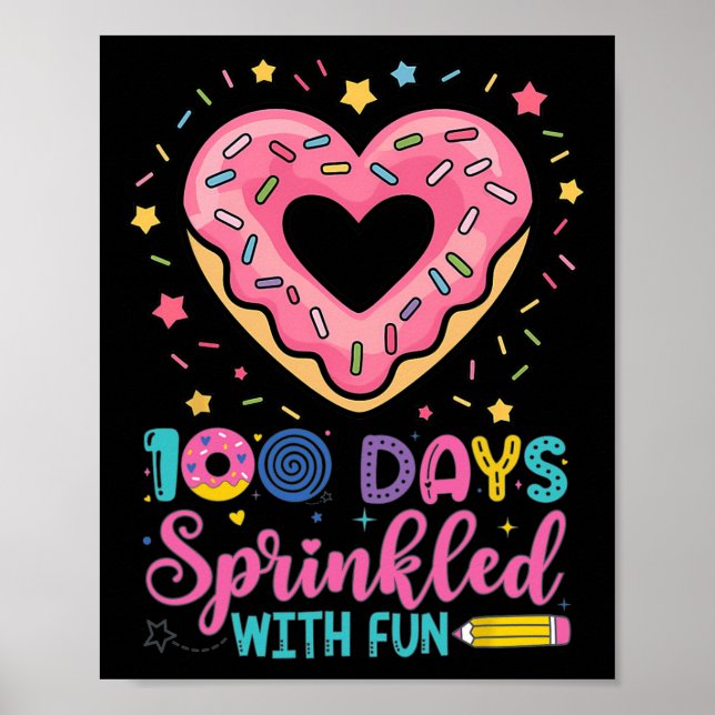 Póster 100 días salpicados con tarta divertida 100 días d (Frente)