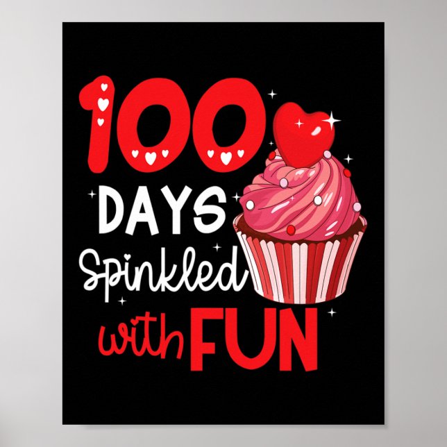 Póster 100 días salpicados con tarta divertida 100 días d (Frente)