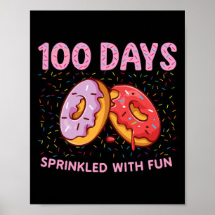 Póster 100 Días Salpicados De Donut Divertido 100º Día De
