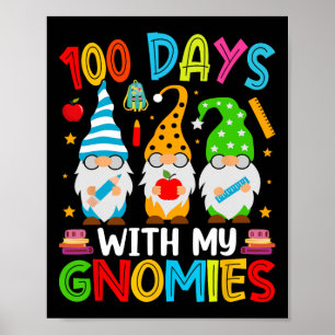 Póster 100 Días Sma Día De Enseñanza Gnome Estudiantes