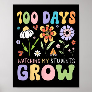 Póster 100 días viendo crecer a mis alumnos divertido lin