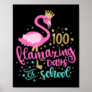 Póster 100 Flamantes Días Escolares De Chica Docente Flam