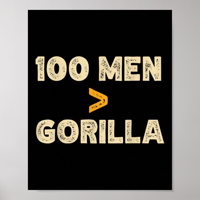 Póster 100 Hombres Vs 1 Gorila Divertido 100 Hombres Es M (Frente)