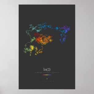 Póster 100 k de dígitos del Logaritmo Natural de 2 (oscur