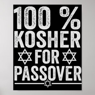 Póster 100% Kosher para Pascua Funny Passover Pesach