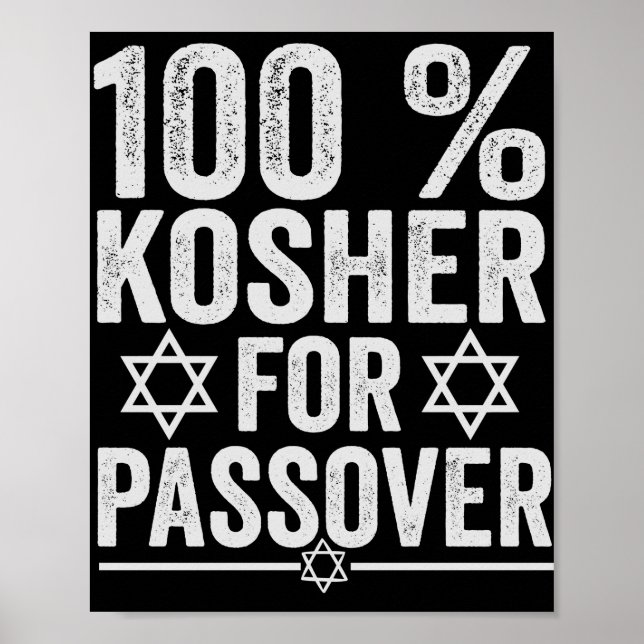 Póster 100% Kosher para Pascua Funny Passover Pesach (Frente)
