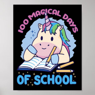 Póster 100 Mágicos Días Escolares De Unicornio 100 Días D