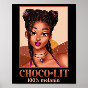 Póster 100% Melanin Chica mujer negra mes de historia Jun
