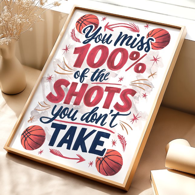 Póster 100% Miss: Poster motivacional de baloncesto (Subido por el creador)