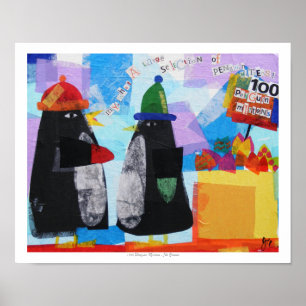 Póster 100 Mitones Pingüinos
