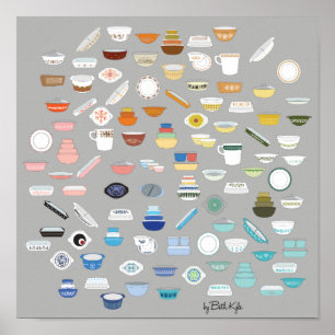 Póster 100 pedazos de Pyrex - gris oscuro