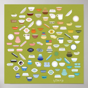 Póster 100 pedazos de Pyrex - verde