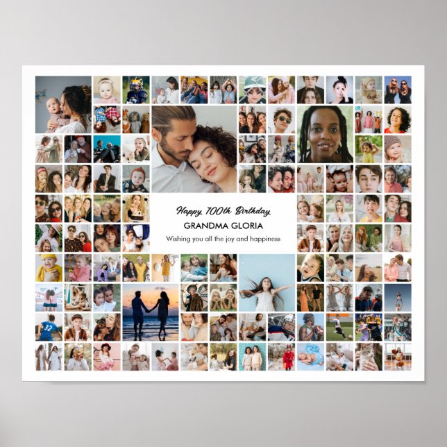 Póster 100 Pictures Photo Collage Personalized Gift (Frente)