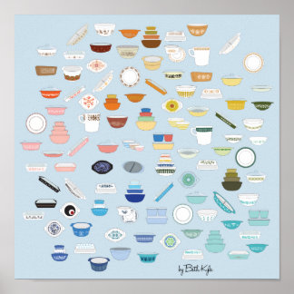 Póster 100 piezas de Pyrex - Azul claro