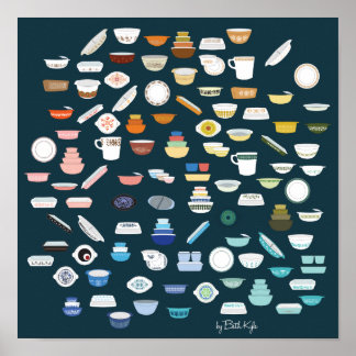 Póster 100 piezas de Pyrex - azul-verde