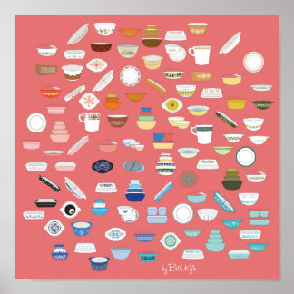 Póster 100 trozos de Pyrex - Rojo