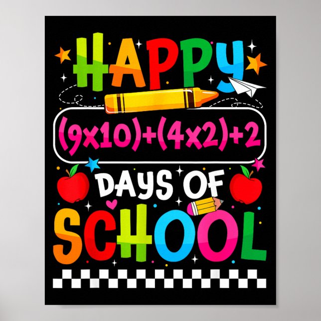 Póster 100th Day Of School Happy 100 Days Math Equation T (Frente)