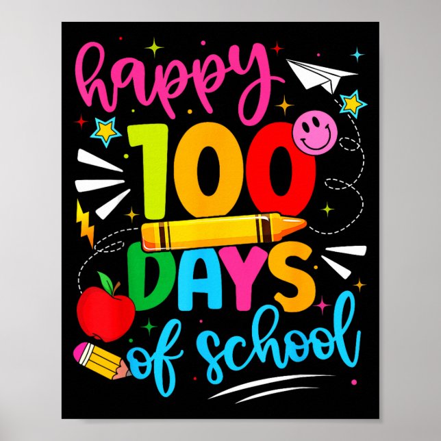 Póster 100th Day Of School Happy 100 Days Teachers Boy Gi (Frente)