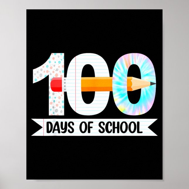 Póster 100th Day Of School Teachers Students 100 Days Of  (Frente)