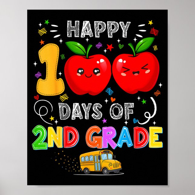 Póster 100th Days Of 2nd Grade 100 Days Toddler Girl  (Frente)