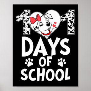 Póster 101 días de clases de perro lindo 100 días feliz p