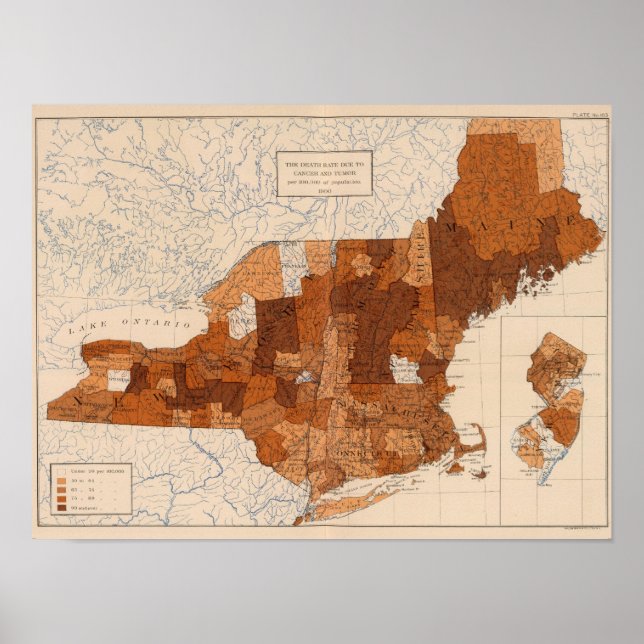 Póster 103 Cancer, tumor NY, NJ, New England (Frente)