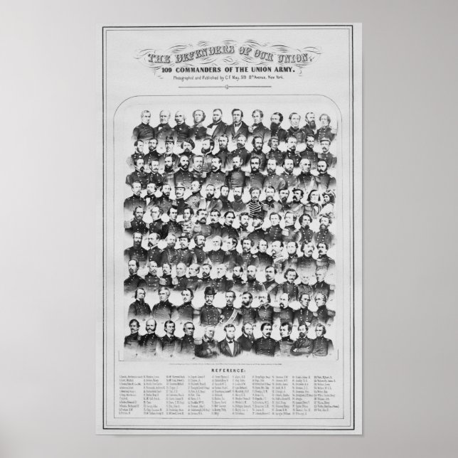 Póster 109 Comandantes del Ejército de la Unión - Guerra  (Frente)