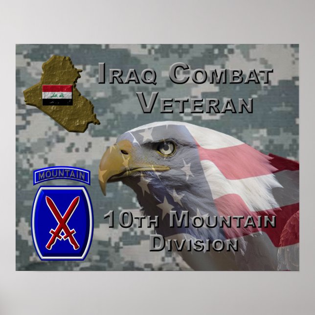 Póster 10.ª Montaña Div Iraq Combat Veteran (Frente)