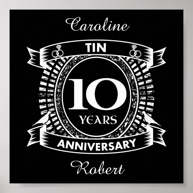 Póster 10.º aniversario del boda en lata (Frente)