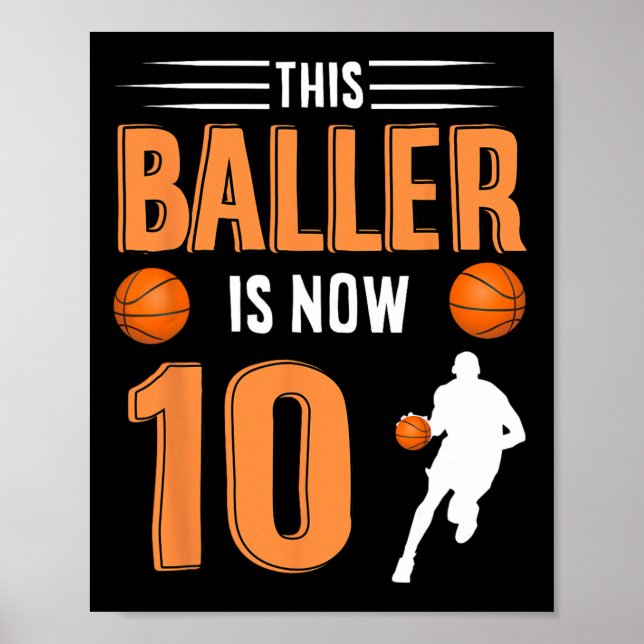Póster 10.º Baller De Baloncesto De Cumpleaños Ahora Tien (Frente)