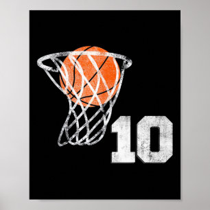 Póster 10.º Baloncesto de Cumpleaños Niño de 10 años