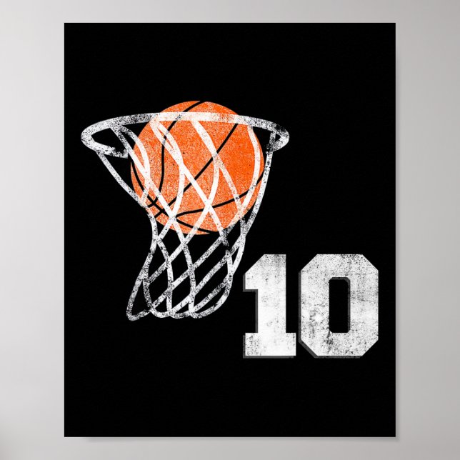 Póster 10.º Baloncesto de Cumpleaños Niño de 10 años (Frente)