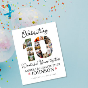 Póster 10.º Boda Collage de fotos Rótulo fiesta