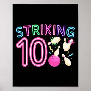 Póster 10.º Chica de boliche de cumpleaños 10 años